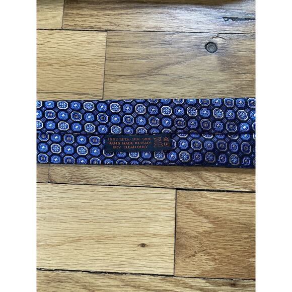 Dolcepunta Tie Mens Adjustable Blue Gold Silk Necktie Geometric Mandala Italy - Picture 4 of 5